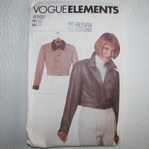 Vogue Elements Cropped Jacket Coat Sewing Pattern - 9707 - NEW
